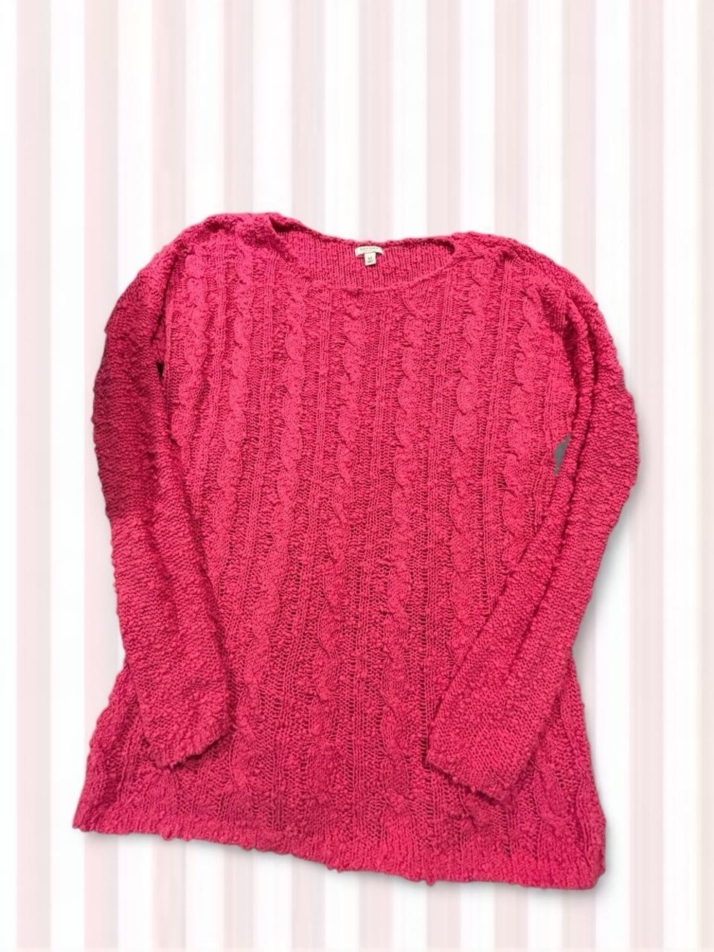 Sonoma Raspberry Pink Cable Crewneck Sweater